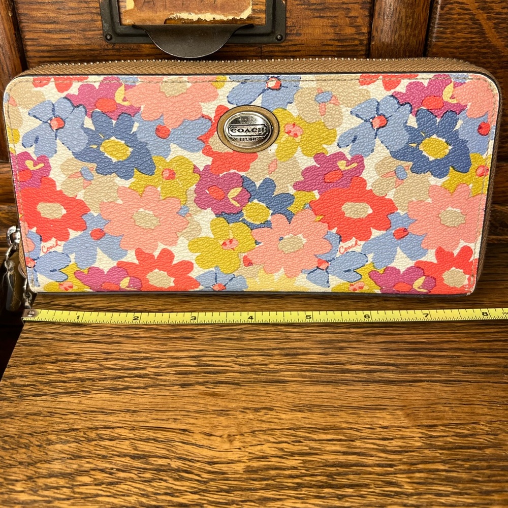 Coach Vibrant Floral Zip Wallet